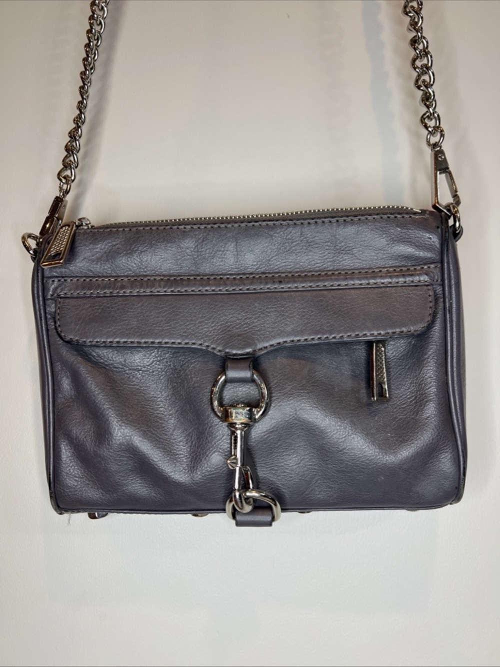 Rebecca Minkoff mini Mac Women’s Leather Crossbody Bag‎ in Dark Gray Chain Strap